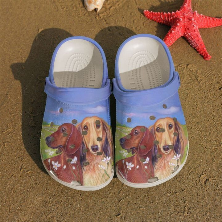 Dachshund With Floral Classic Clogs Crocs Shoes