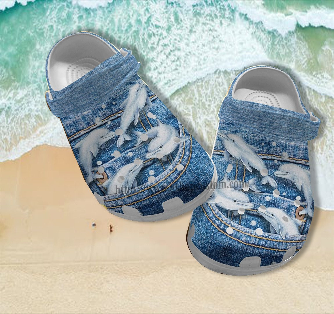 Dolphin Girl Jean Croc Crocs Shoes Gift Grandaughter- Dolphin Lover Ocean Crocs Shoes Croc Clogs Gift Grandma