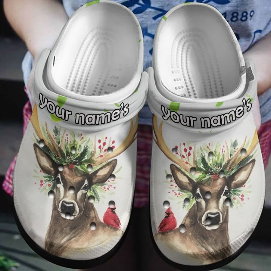 Deer With Red Bird Clog Shoe Gift For Mother Grandma