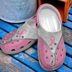 Breast Cancer Zip Line Crocband Clog Crocs Shoes