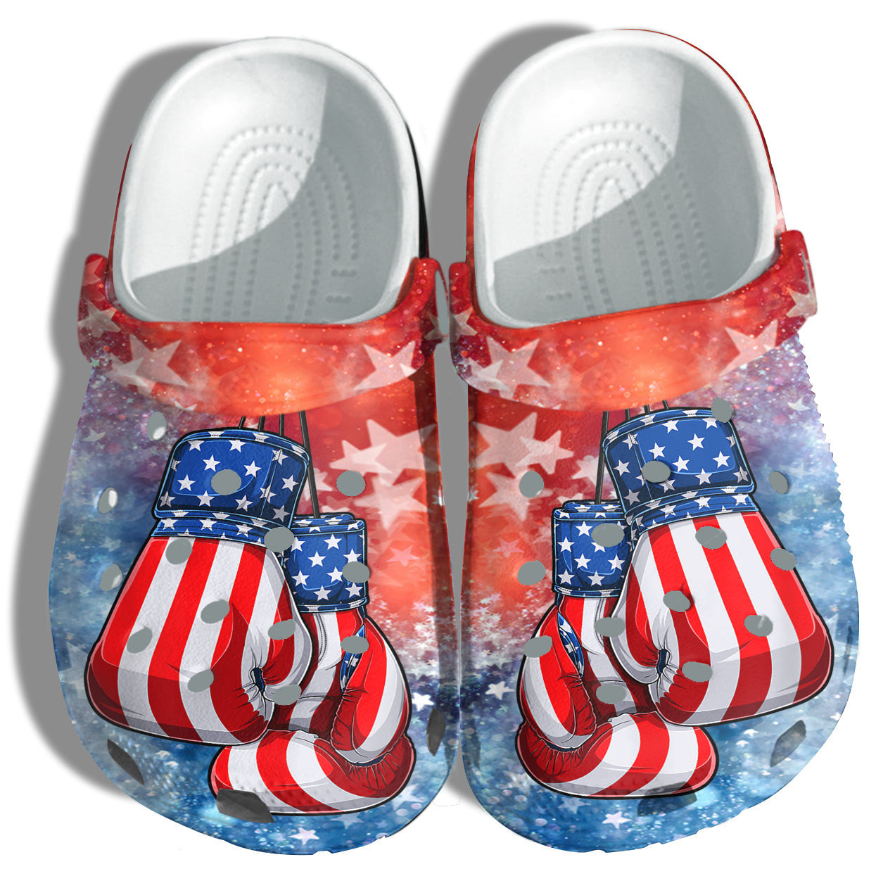 Boxing Fighter Breast Cancer America Flag Crocs Clog Shoes Gift Women - Usa Pugilism Soldiers Veterans 4Th Of July Crocs Clog Shoes Birthday Gift