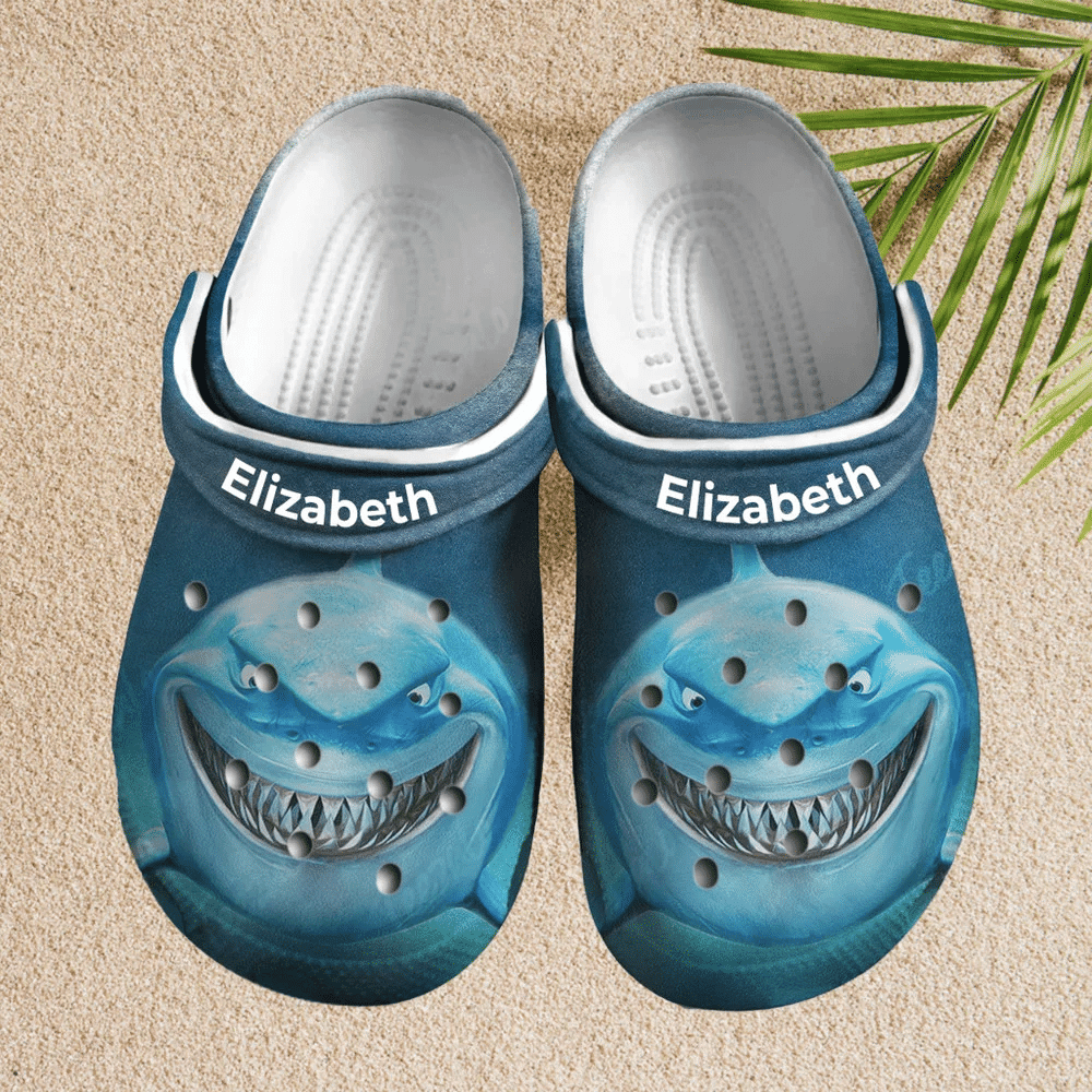 Custom Name Blue Shark Clogs Crocs Shoes