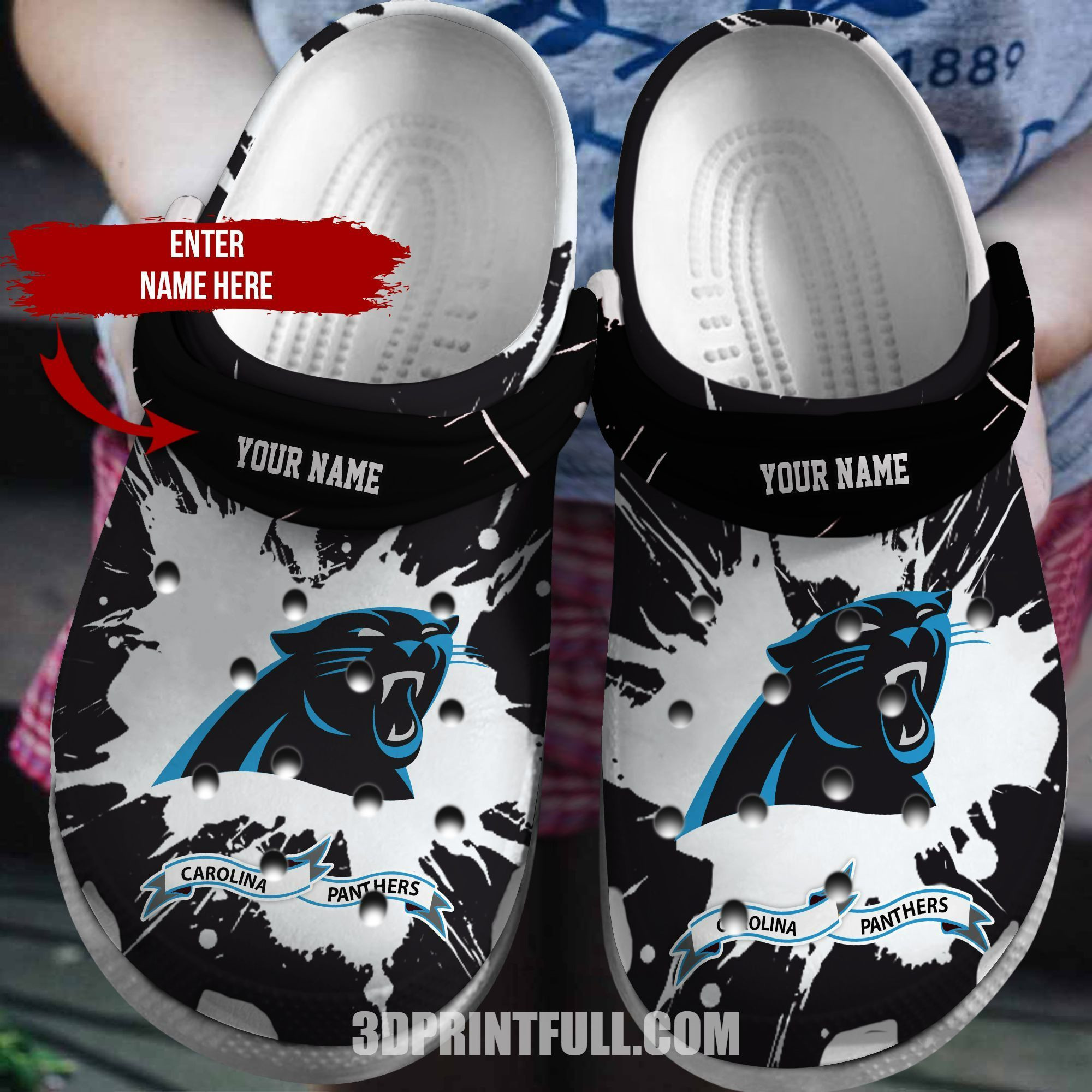 Customized Panthers Crocs Clog Shoes