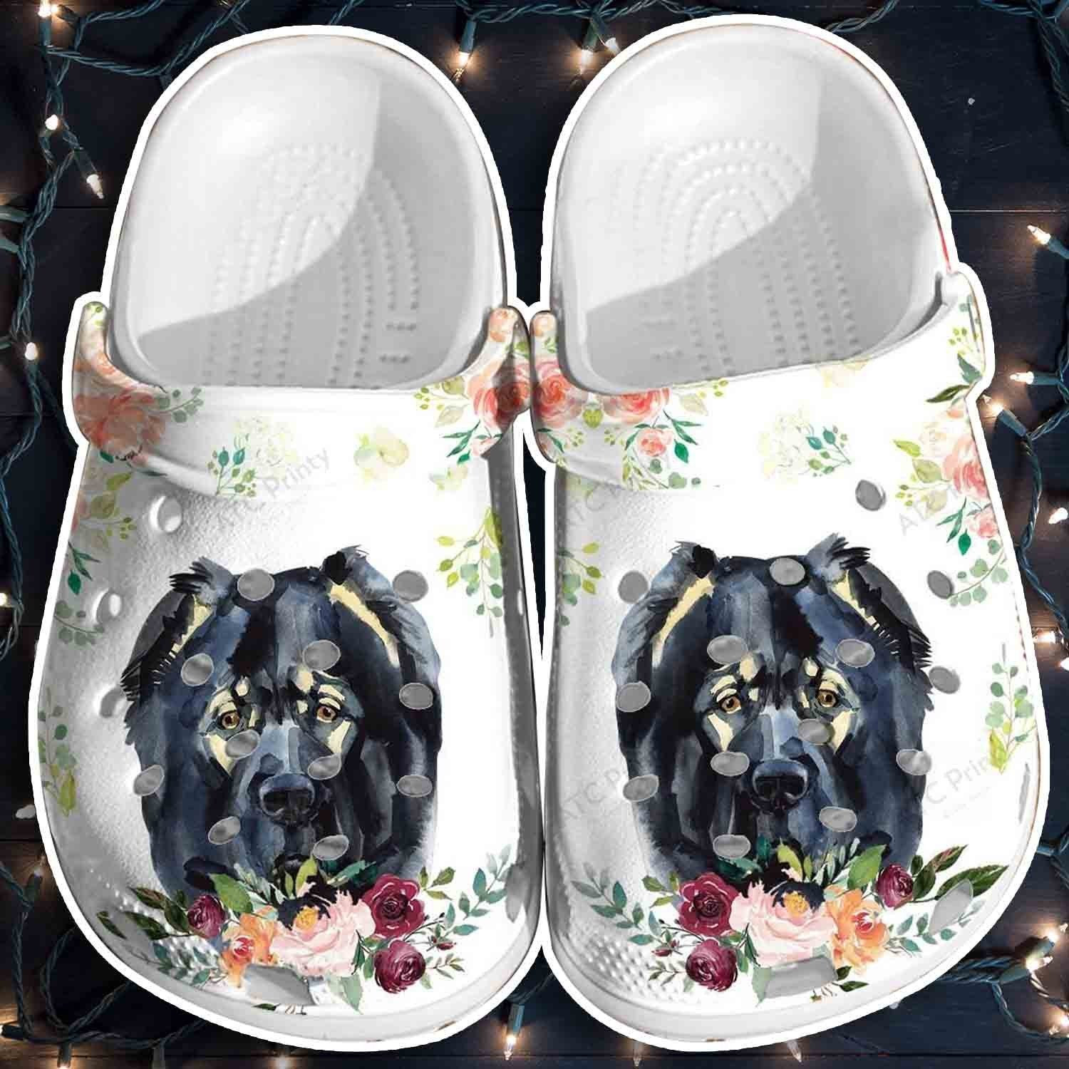 Black Dog Crocs Shoes - Flower Dog Clog Gifts For Mother Day