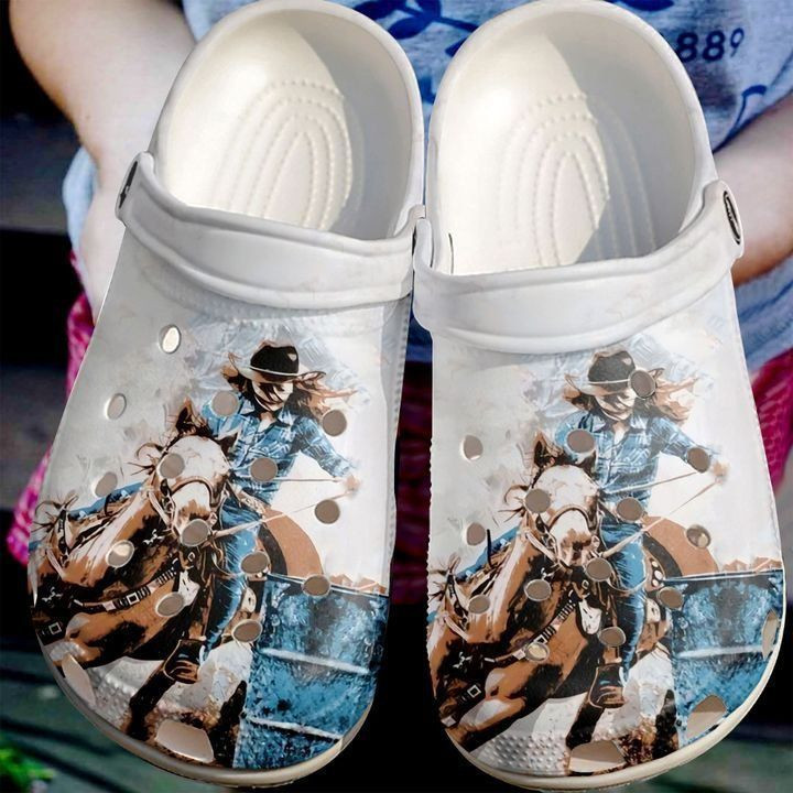 Barrel Racing Girl In Speed Classic Clogs Crocs Shoes