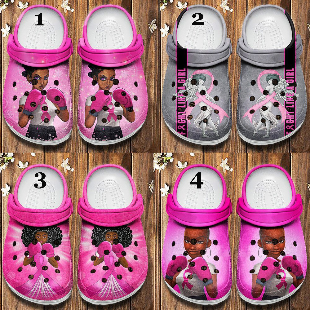 Black Girl Breast Cancer Awareness Pink Clogs Crocs Shoes