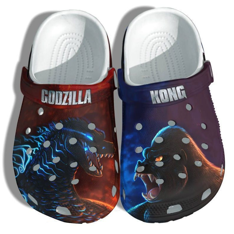 Amazing Godzilla Kong Monster Fighting Black Clogs Crocs Shoes