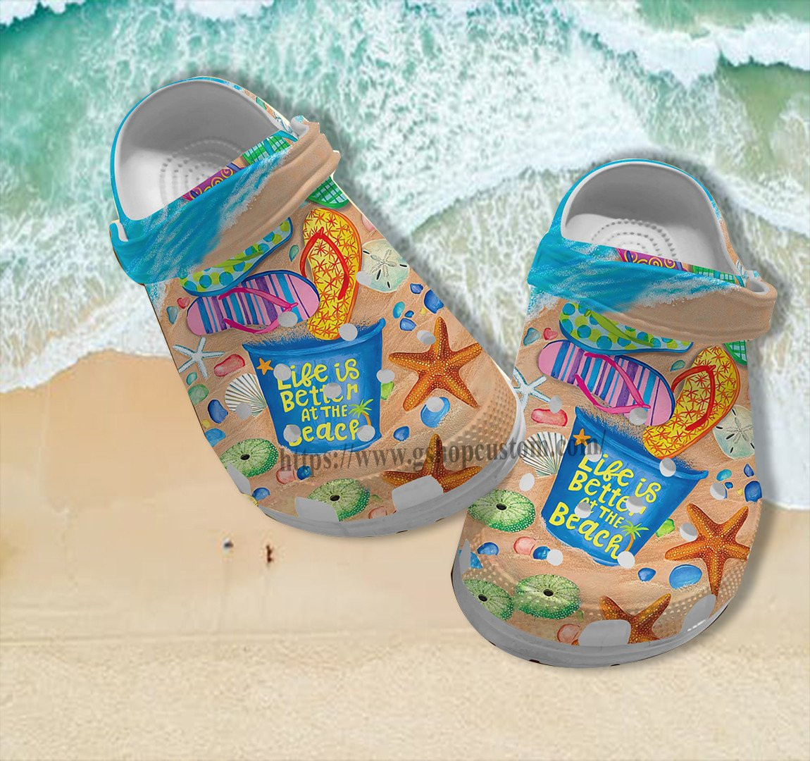 Life Beach Summer Croc Crocs Shoes Gift Bestie- Sister Beach Crocs Shoes Croc Clogs