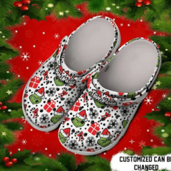 Custom Name Black White The Grinch Christmas Gift Clogs Crocs Shoes