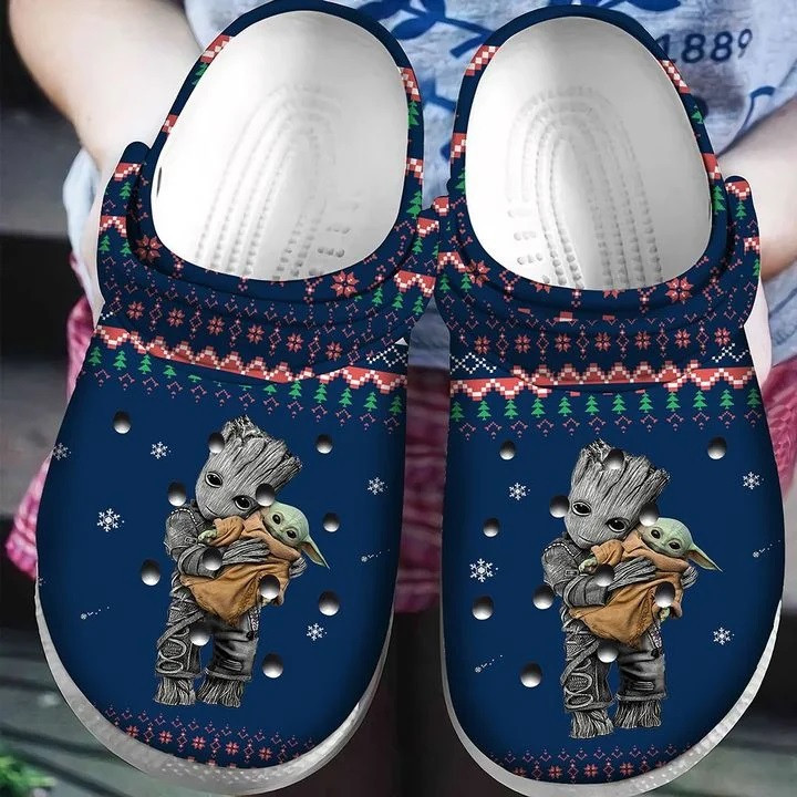 Baby Yoda And Groot Ugly Pattern Christmas Crocband Clog Crocs Shoes For Men Women