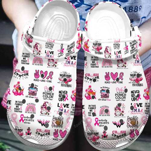 Breast Cancer Awareness Symbol Clog Crocs Shoes Dh