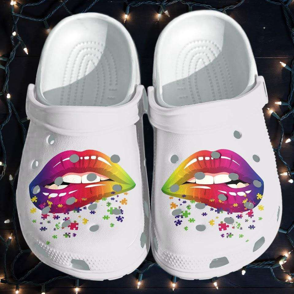 Autism Awareness Puzzle Sexy Lips Crocband Clog Crocs Shoes