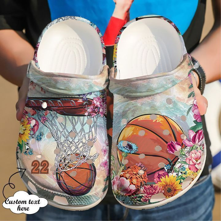 Basketball Personalized Floral Classic Clogs Crocs Shoes