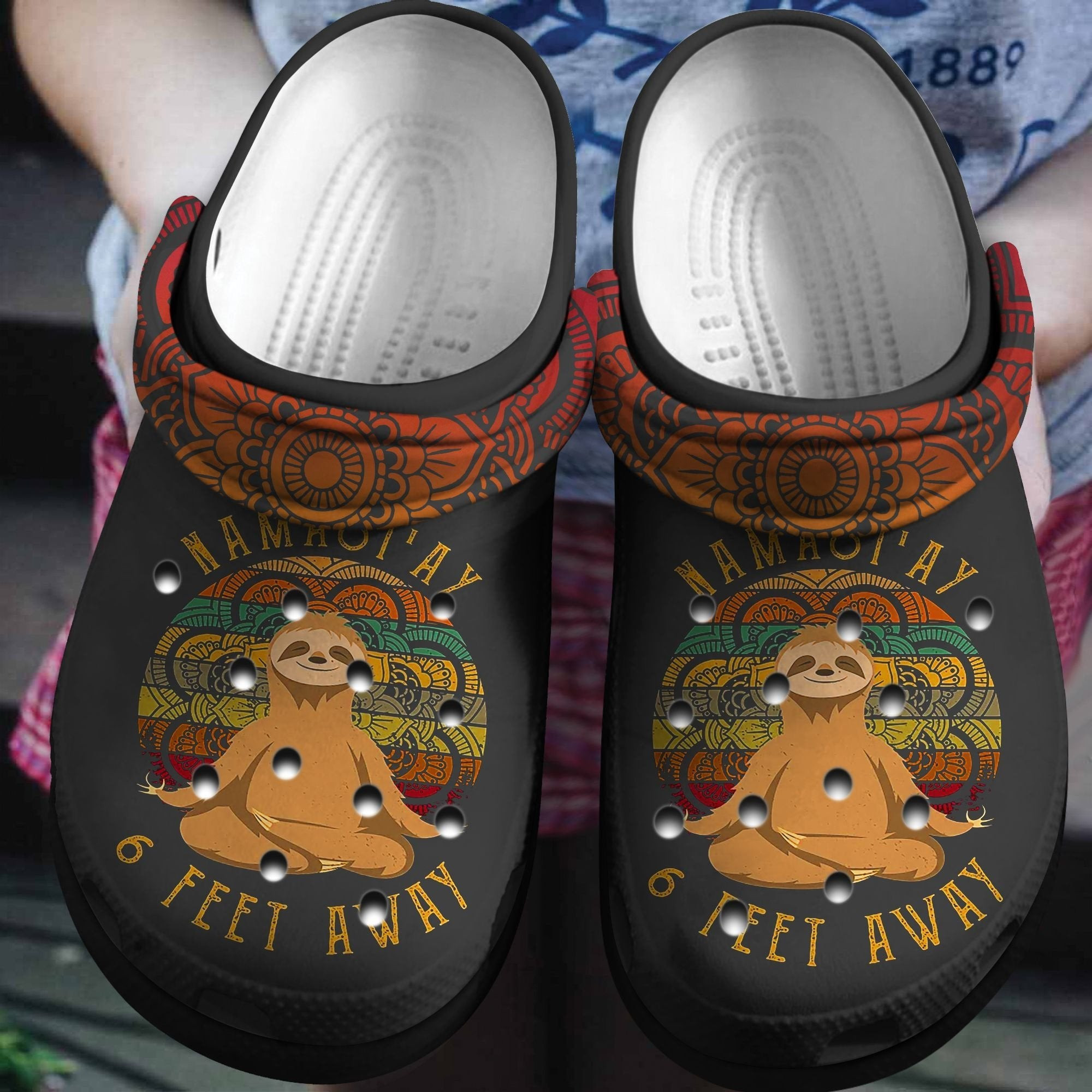 Namastay 6 Feet Away Sloth Crocs Shoes Clogs Gift For Men Women