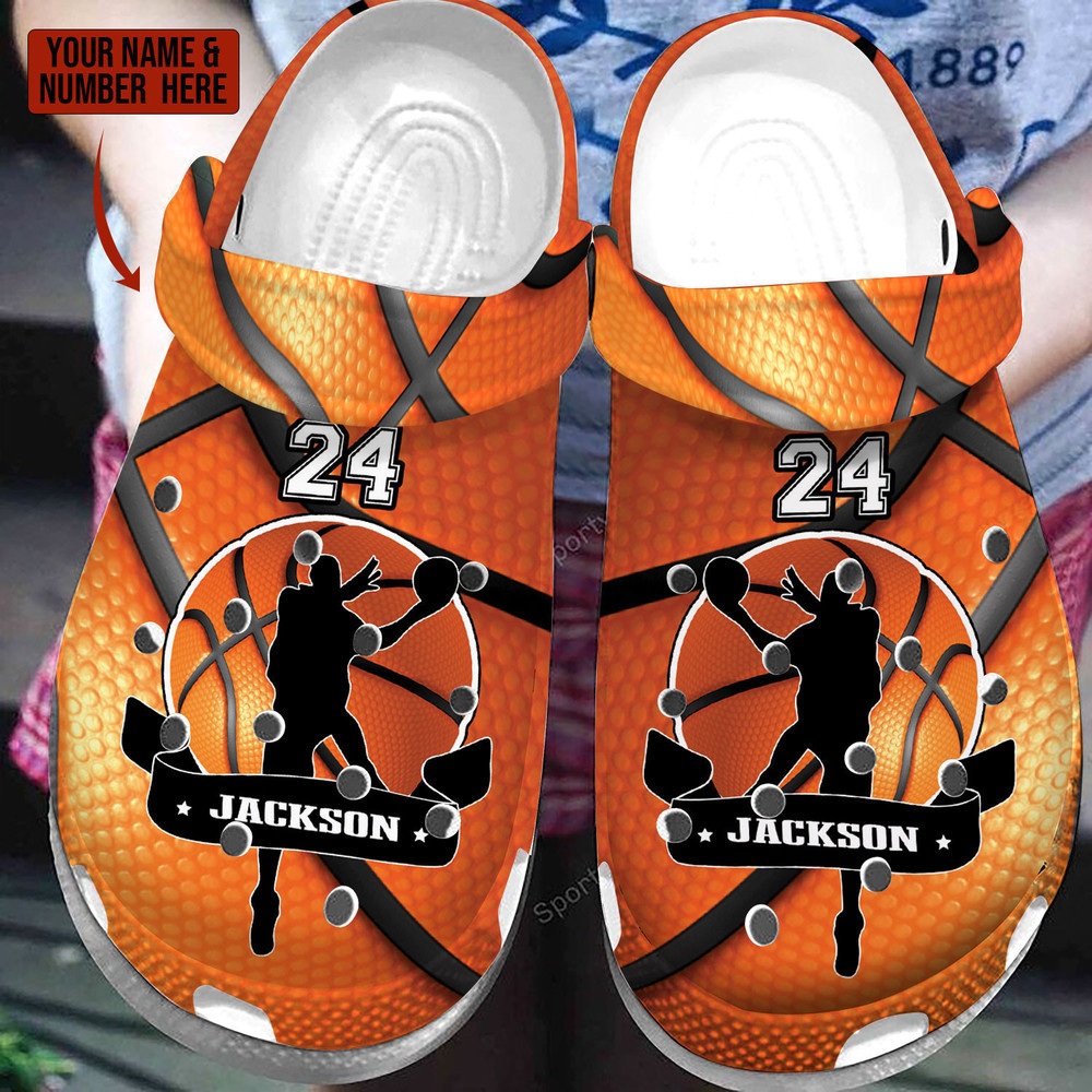 Custom Name Number Basketball Player Hoop Clogs Crocs Shoes