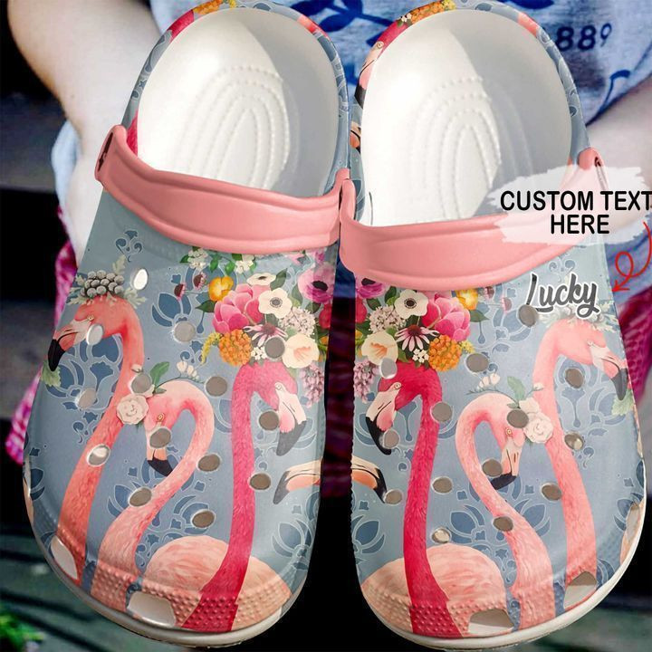 Flamingo Personalized Floral Classic Clogs Crocs Shoes