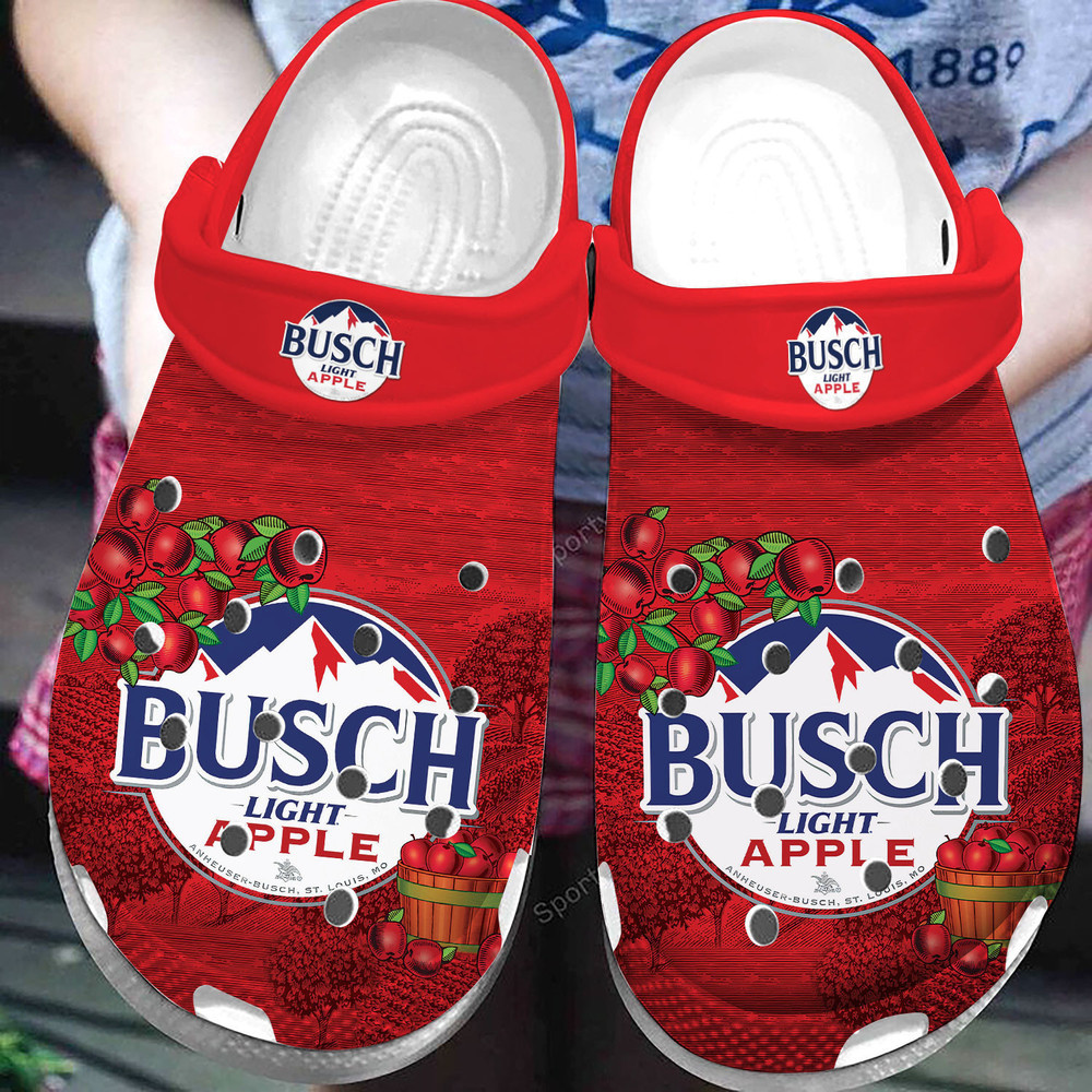 Busch Light Apple Red Clog Crocs Shoes