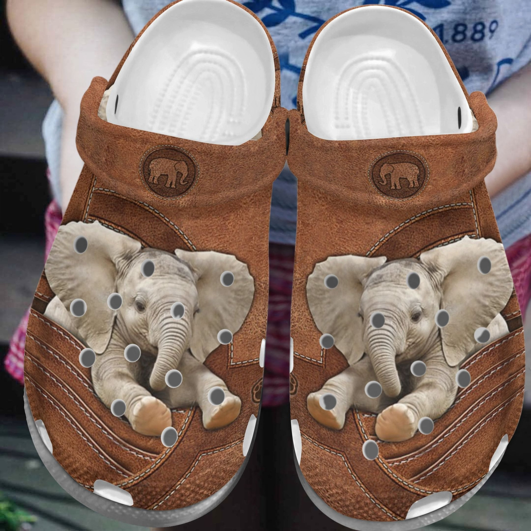 Cute Elephant In Pocket Crocs Shoes Clog - Mini Elephant Crocbland Gift For Men Women