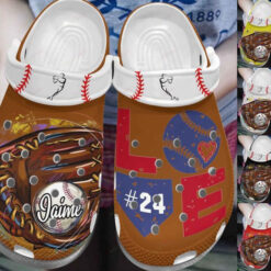 Custom Number Colorful Baseball Home Plate Clogs Crocs Shoes