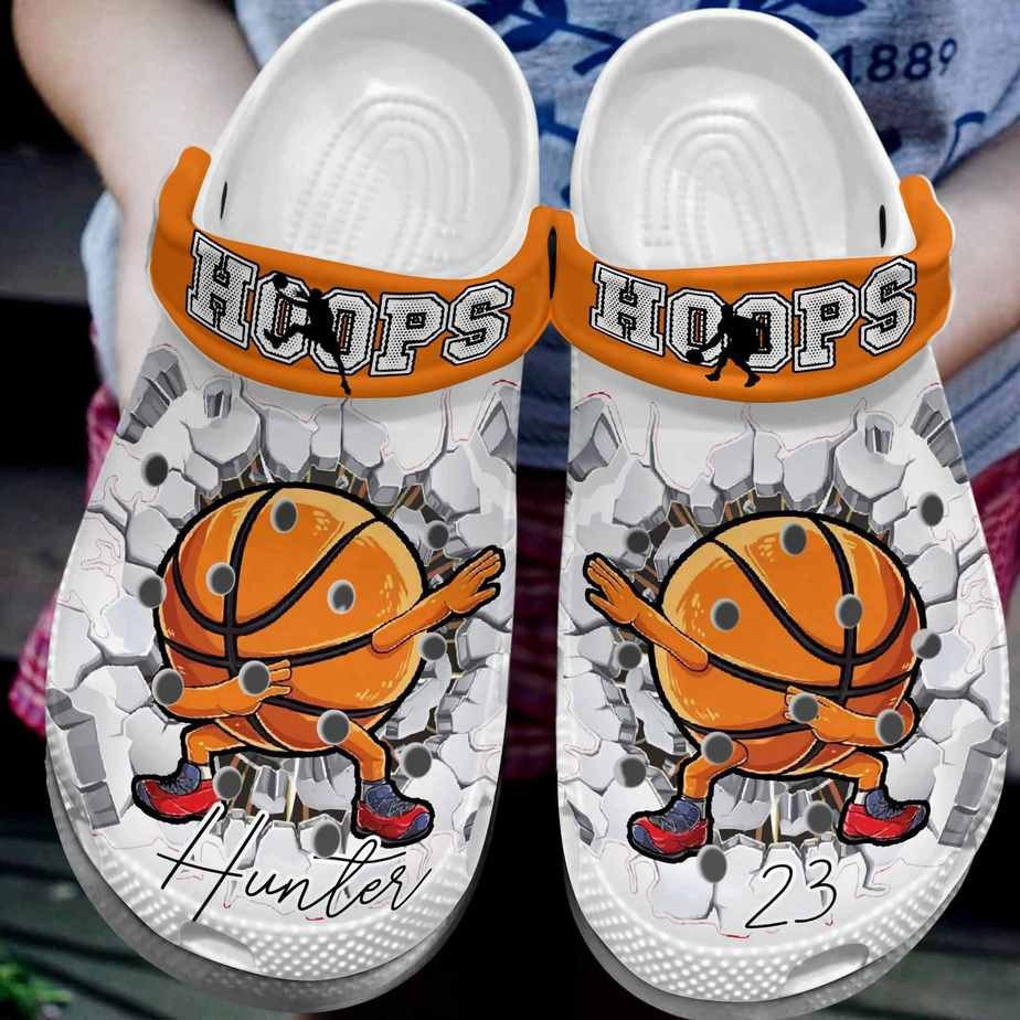 Custom Name And Number Funny Dabbing Basketball Hoops Clogsack Clogs Crocs Shoes