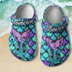 Mermaid Fin Fish Ocean Crocs Shoes Pool Party Gifts Women Girl- Mermaid Summer Beach Crocs Shoes Croc Clogs Customize