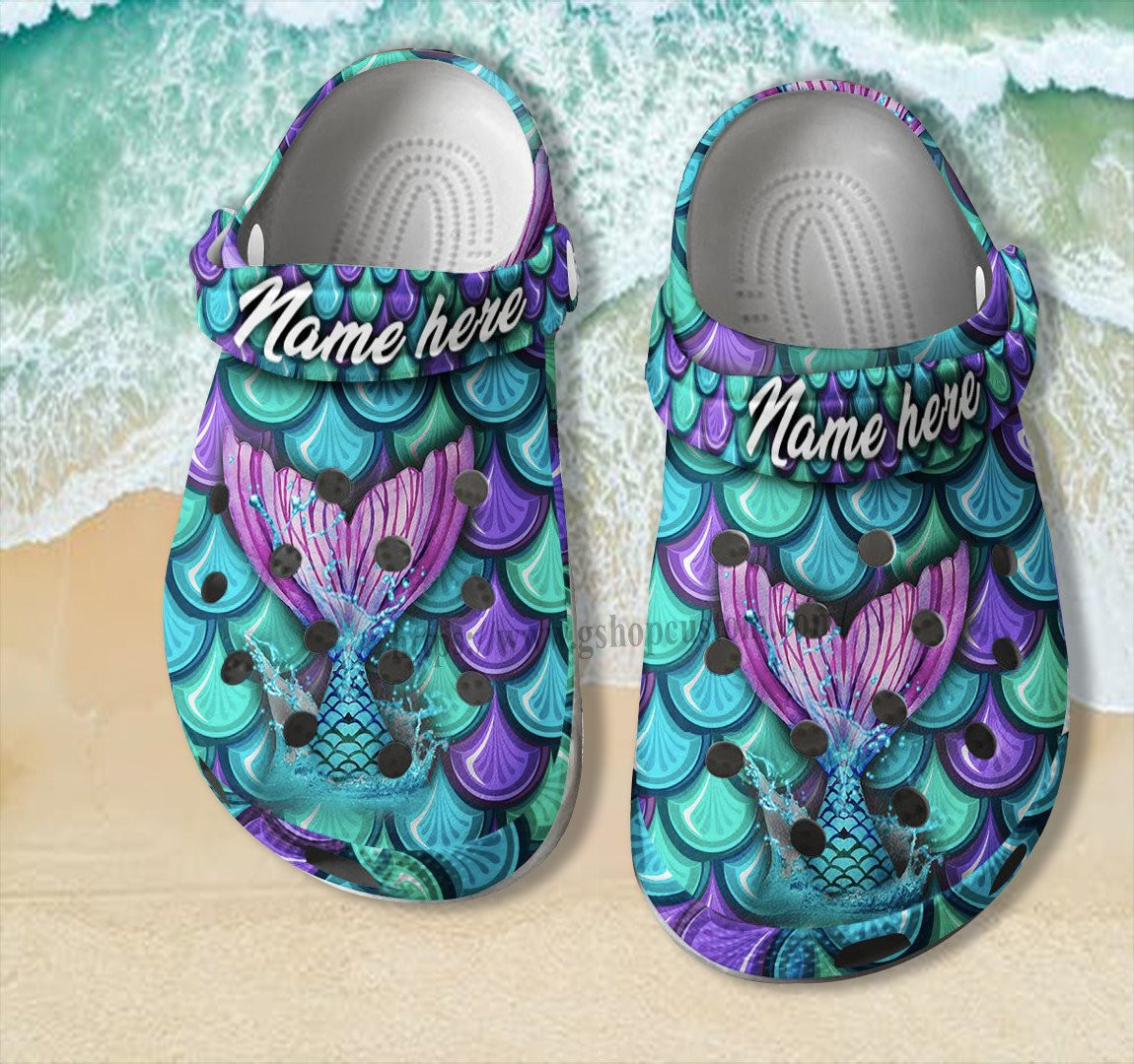 Mermaid Fin Fish Ocean Crocs Shoes Pool Party Gifts Women Girl- Mermaid Summer Beach Crocs Shoes Croc Clogs Customize