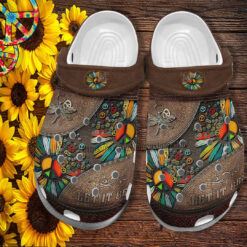 Dragonfly Hippie Daisy Peace Croc Crocs Shoes Gift Grandma- Hippie Let It Be Flower Vintage Leather Crocs Shoes Croc Clogs