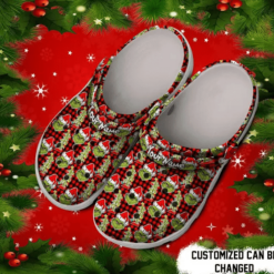 Custom Name Black Red Tartan The Grinch Christmas Gift Clogs Crocs Shoes