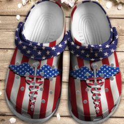 Caduceus Us Crocs Clog Shoes 4Th Of July - Nurse Shoe Outdoor Crocs Clog Shoes Birthday Gift For Women Men