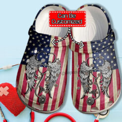 Nurse Love America Flag Crocs Shoes Gift Mother Day - Nurse Usa Flag Crocs Shoes Croc Clogs Customize 4Th Of July