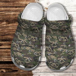 Camo Sloth Funny Crocs Shoes Gift Men Women- Lazy Sloth Camouflage Army Crocs Shoes Croc Clogs