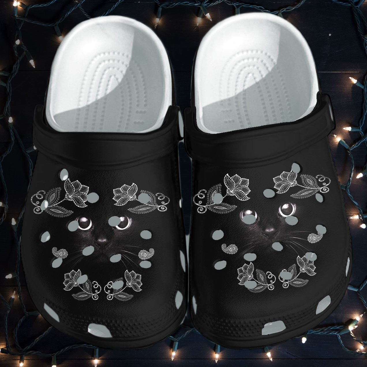 Black Cat Face Cute Croc Crocs Shoes - Cute Cat Crocbland Clog Gifts For Women