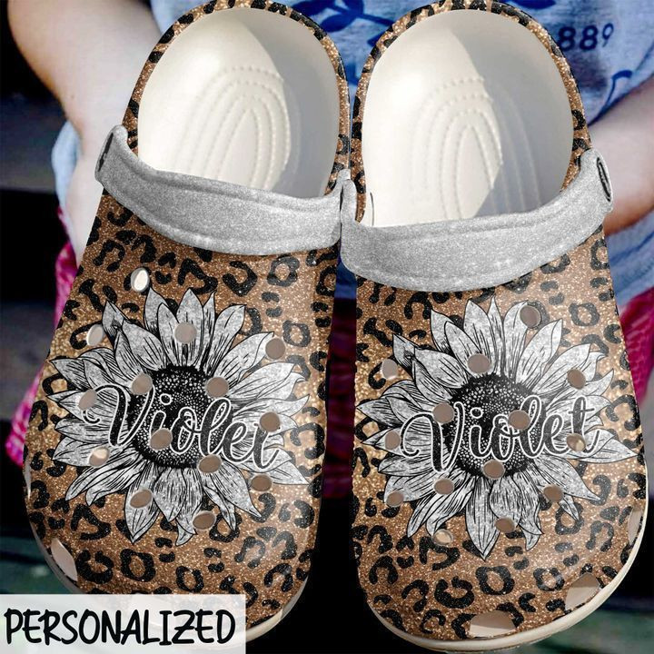 Cheetah Personalized Sunflower Classic Clogs Crocs Shoes