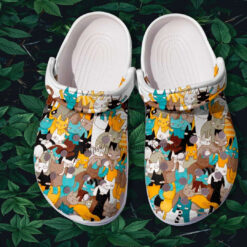 Cat Chibi Funny Crocs Shoes Gift Women- Cat Pattern Cartoon Crocs Shoes Croc Clogs