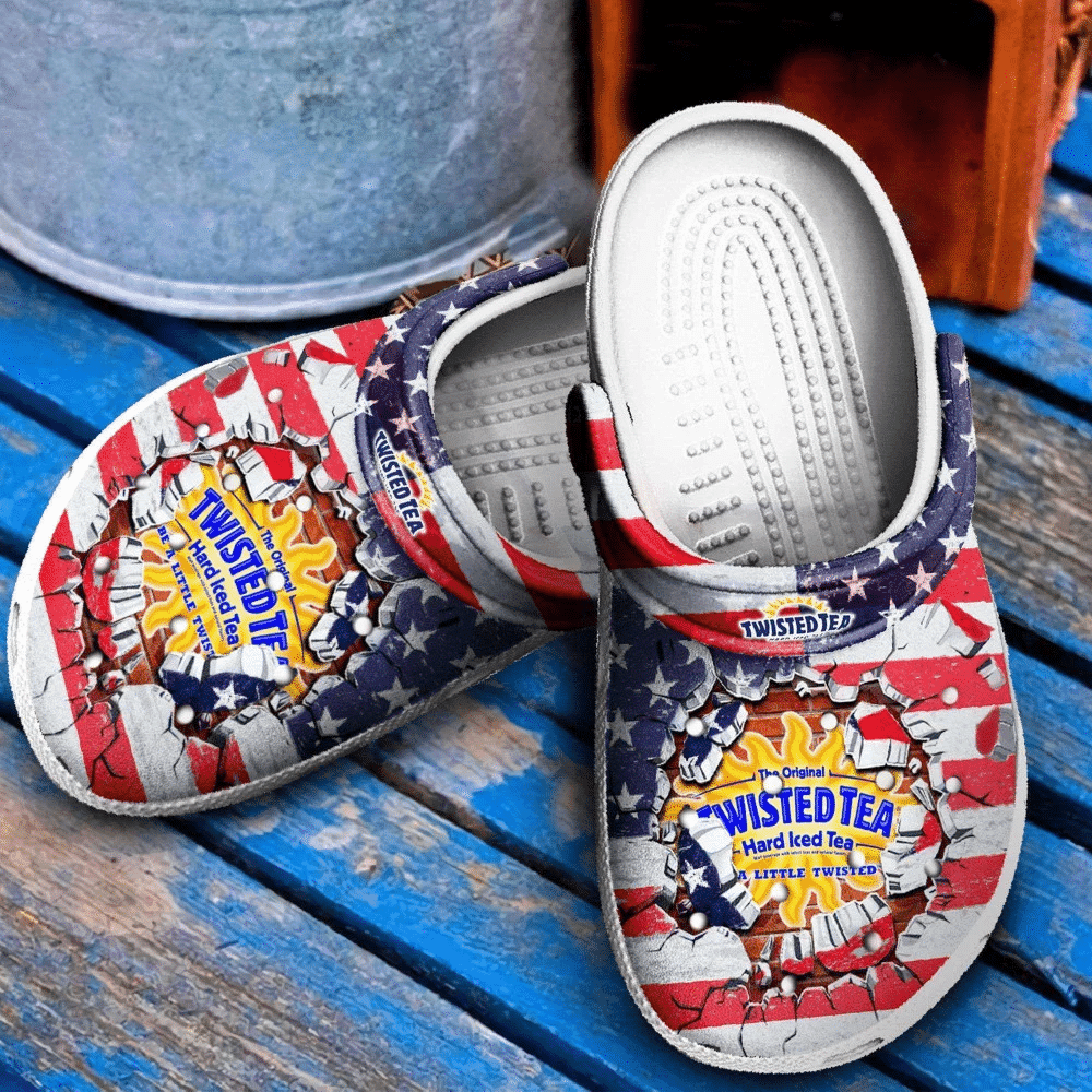 Funny Twisted Tea American Flag Clog Crocs Shoes