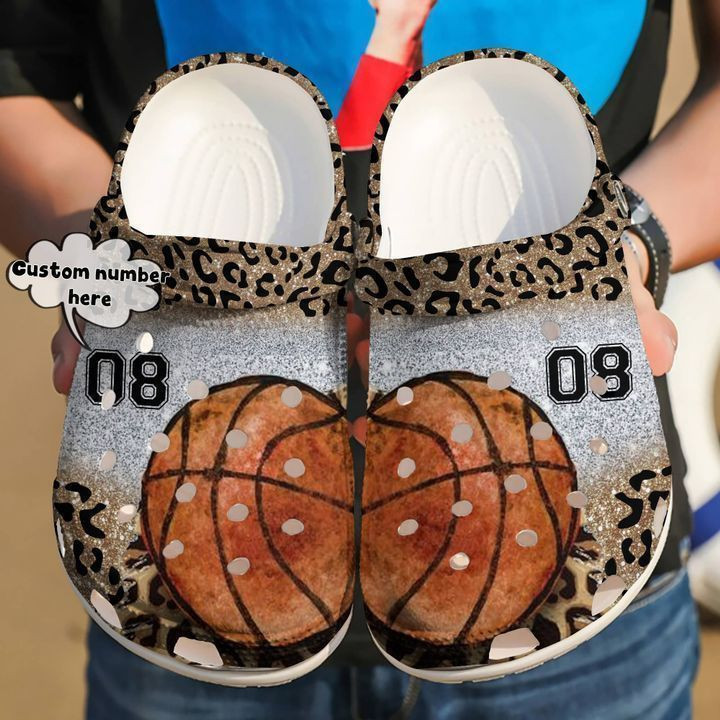 Basketball Personalized Leopard Classic Clogs Crocs Shoes