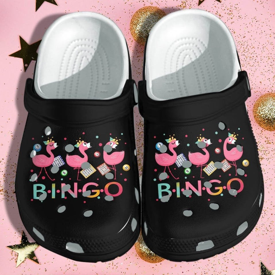 Flamingo Bingo Crocs Shoes For Kids Kindergarten - School Funny Clogs