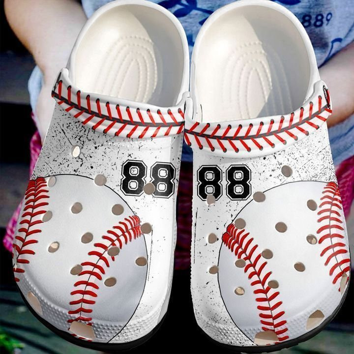 Custom Number Simple White Baseball Clogs Crocs Shoes