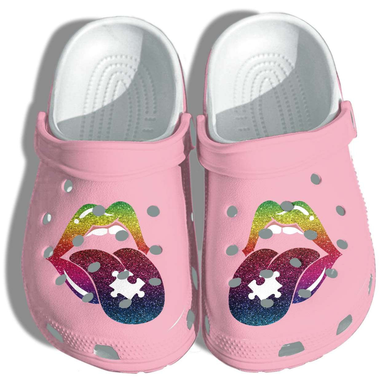 Autism Awareness Day Sexy Lips Puzzle Piece Crocband Clog Crocs Shoes