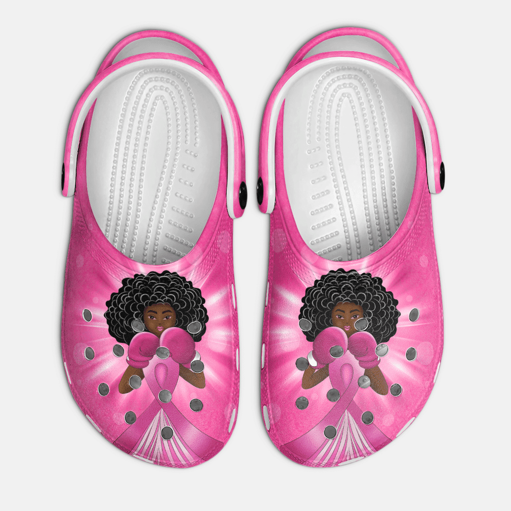 Breast Cancer File Like A Girl Black Woman Classic Clogs Crocs Shoes