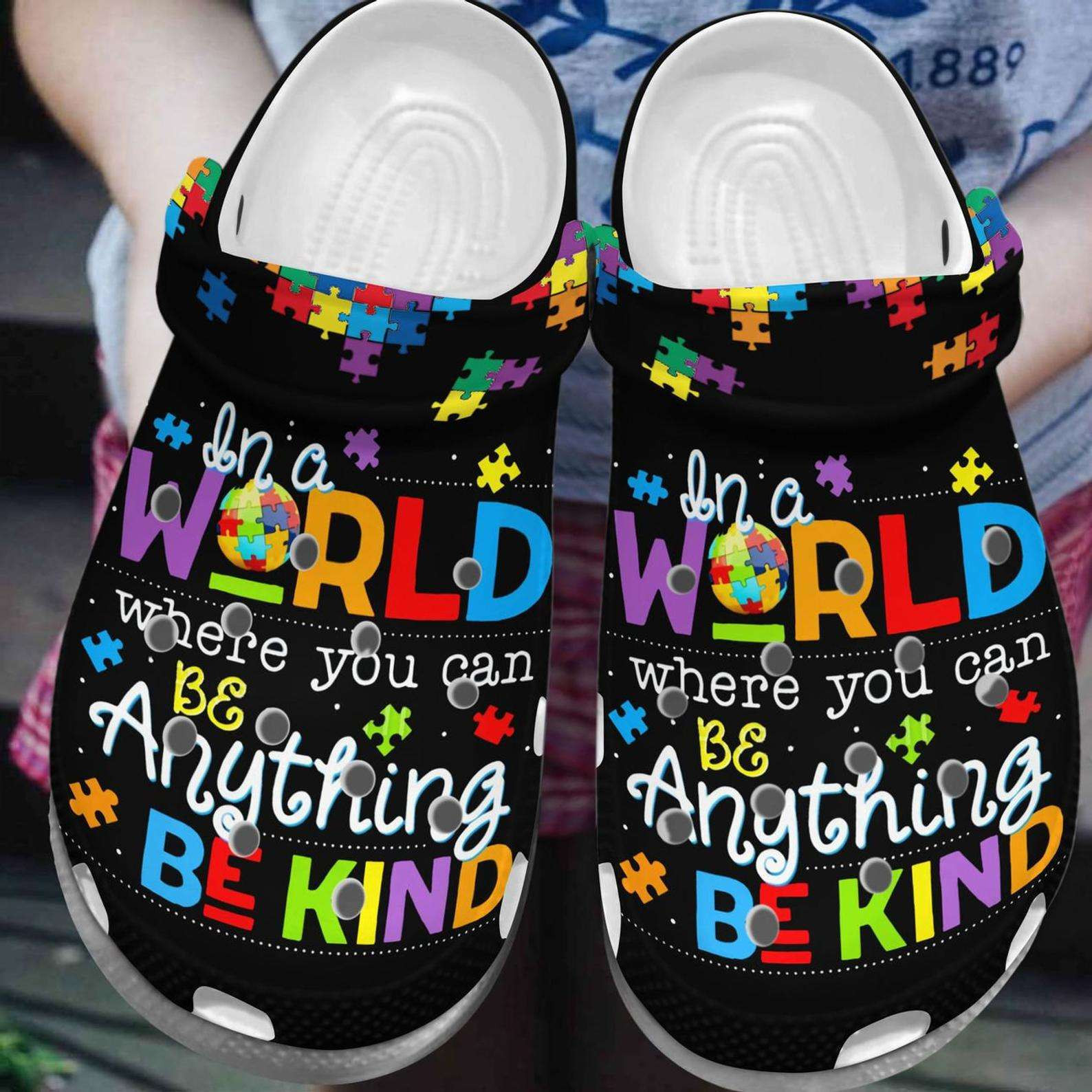 Autism Awareness Day Be Anything Be Kind Puzzle Piece Crocband Clog Crocs Shoes