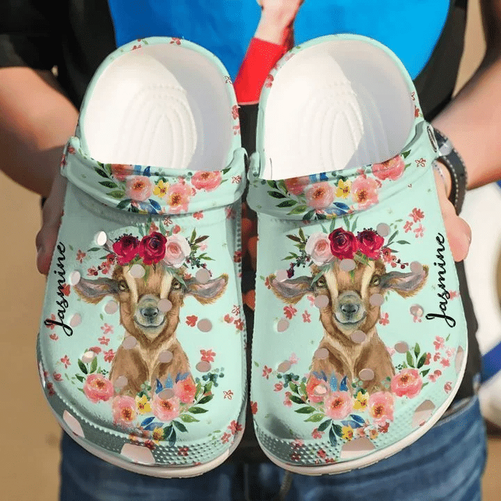 Goat Personalized Floral Clog Crocs Shoes