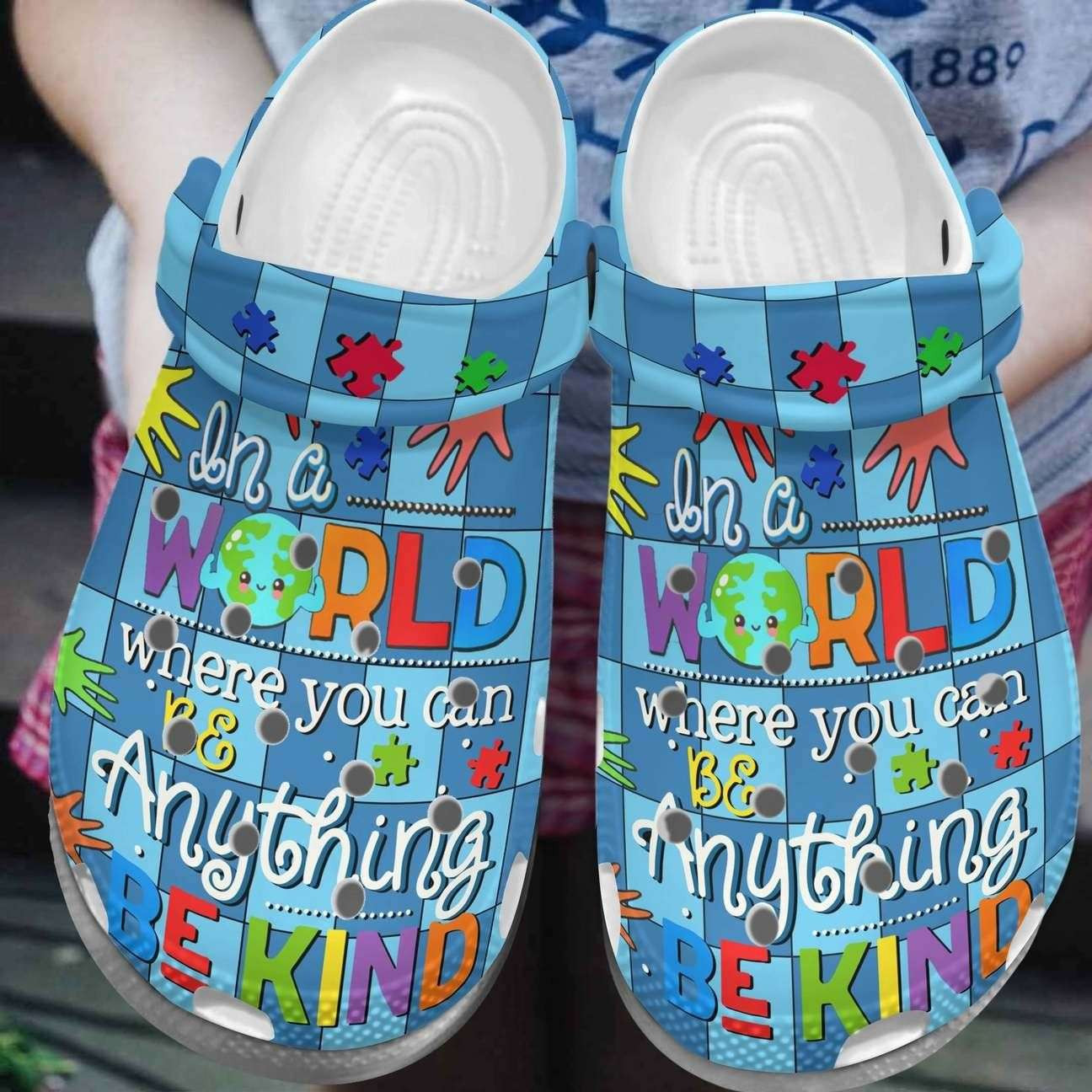 Autism Awareness Day You Can Be Anything Be Kind Puzzle Pieces Crocband Clog Crocs Shoes