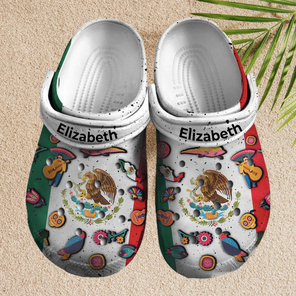 Custom Name Mexico Symbols Clogs Crocs Shoes