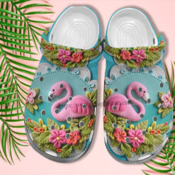 Flamingo 3D Flower Croc Crocs Shoes For Grandaughter- Flamingo Tropical Crocs Shoes Croc Clogs Gift Birthday Girl