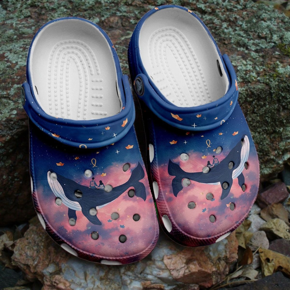 Cutie Couple On Whale Crocs Shoes - Love The Ocean Crocs Shoes Crocbland Clog