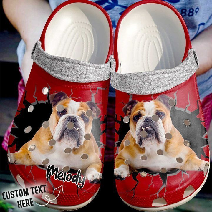 Bulldog Personalized Crack Wall Classic Clogs Crocs Shoes