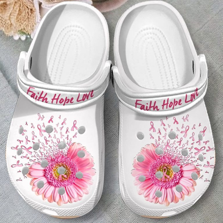 Faith Hope Love Breast Cancer Awareness Crocs Shoes Clogs Birthday Holiday Gifts