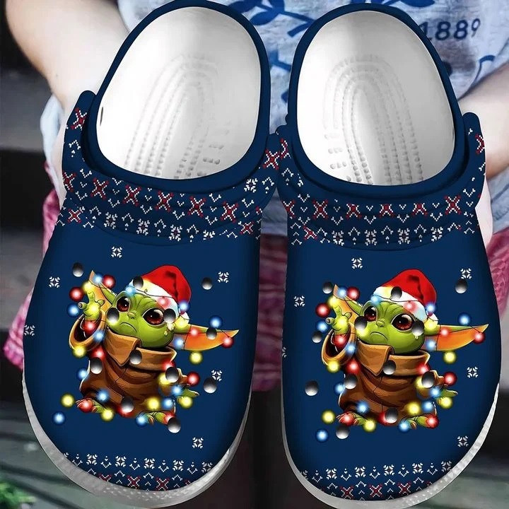 Baby Yoda Christmas Lights Ugly Pattern Christmas Crocband Clog Crocs Shoes For Men Women