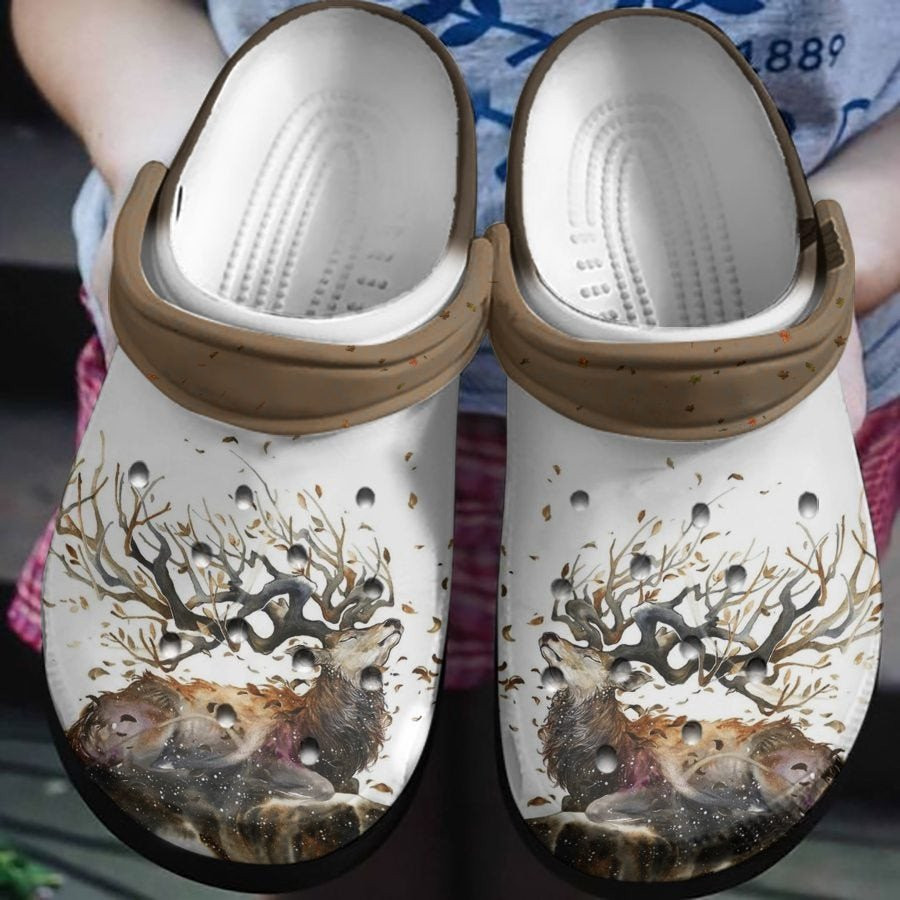 Animal Deer Fall Crocs Shoes - Autumn Forest Clog Gift For Male Female